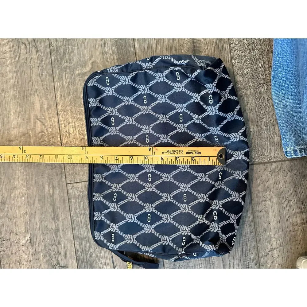 Vintage Christian Dior Blue & white nautical Pouch Make Up toiletry Bag travel - Picture 8 of 16